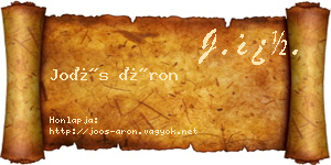 Joós Áron névjegykártya